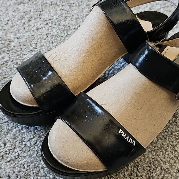 Prada Vintage Black Platform Strap Heels - Picture 3 of 12